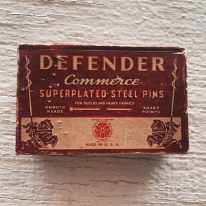 Vintage Defender Commerce-nålar, nålspets, mässing, superpläterade stålnålar, slätt huvud, vassa spetsar, vintagenålar, platt nål