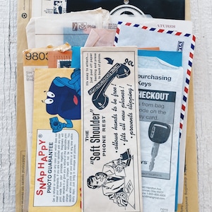 Vintage Large Envelope Pack- Lote efímero de papel vintage Paquete de papel franqueo, oficina de correos, postal, sello, cartas, etiquetas, sobre vintage