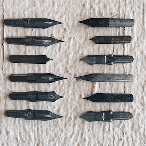 Vintage Calligraphy Nibs- pen tips, calligraphy tips, calligraphy pen tips, metal pen tip, dip pen tip, hunt, hanger, falcon, esterbrook