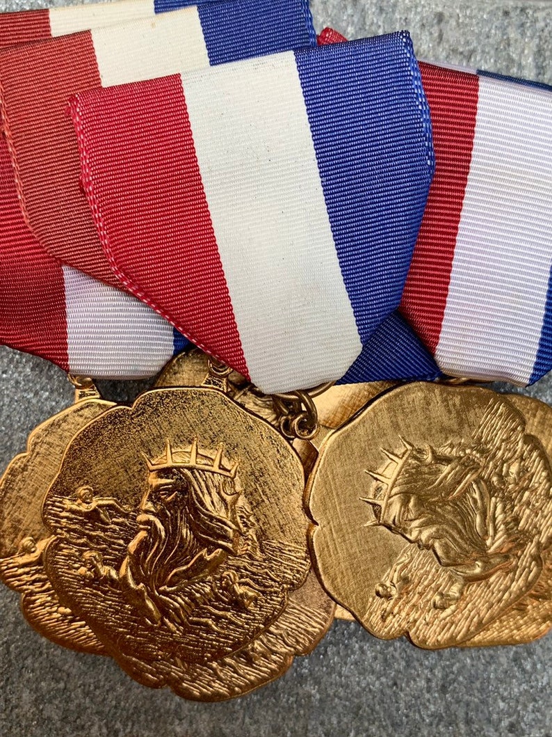 Vintage 1st place swim award ribbon pin posidon vintage award vintage ribbon medal swim trophy