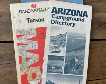 Vintage Arizona Maps (3) vintage maps, United States, vintage souvenir, Collectible campground directory, Tucson, pineal county