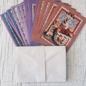 Vintage Wenskaarten- Vintage papier ephemera veel Papier pack vintage kaarten feestkaarten (13) Gingham, taart, bakken, manden, fruit
