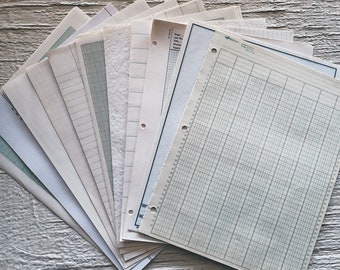 Vintage Ledger Pack (60)- Vintage paper ephemera lot receipt, invoice, check, inventory, ledger, note card,stationary, note pad, graph A1