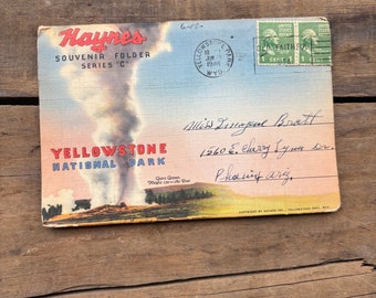 Vintage ansichtkaarten Yellowstone National Park uitklapbare ansichtkaarten reisephemera Verenigde Staten souvenir collectible ons ansichtkaart Haynes