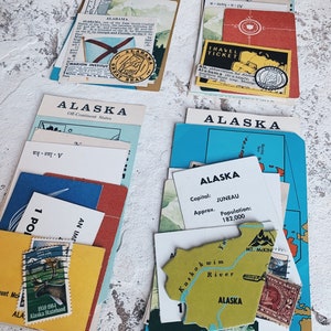 vintage Flashcards Alabama et Alaska état flashcards voyage éphémère Etats-Unis souvenir collection nous flashcards USA JEU