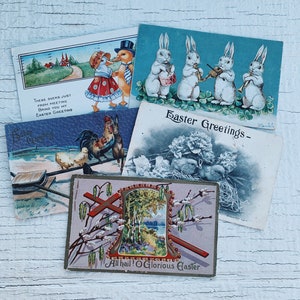 cartes postales de Pâques vintage - lapin, poussin, croix, Jésus, Pâques vintage, cartes postales vintage éphémères de Pâques souvenir de collection nous carte postale
