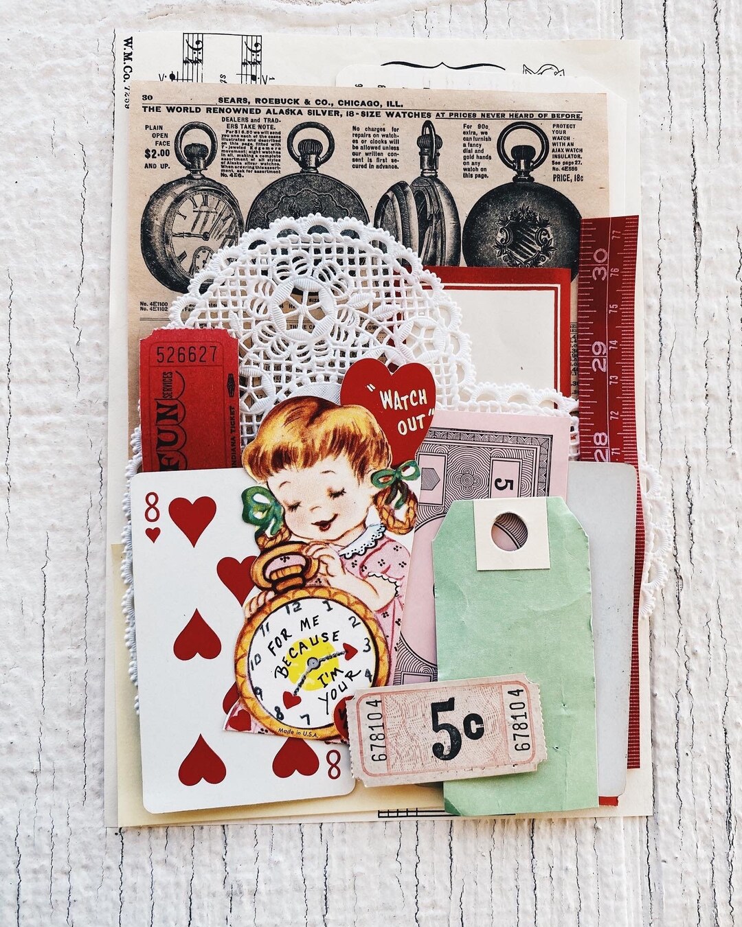 Vintage Valentine's Ephemera Pack Vintage Paper Ephemera Lot Paper Pack