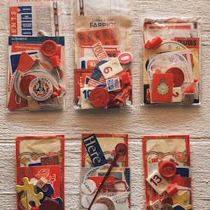 American Color Pack- Vintage ephemera lot Paper pack mixed media geassorteerde pack rood, wit, blauw, zwart, geel, Amerikaans, vlag, 4 juli
