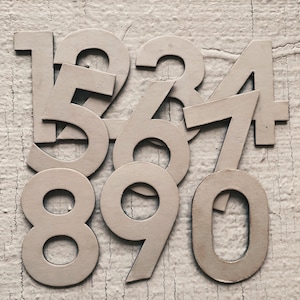 White chipboard green Felt back Number Pieces, numbers 0-9, numbering, Number pack, letter lot