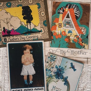 cartes postales vintage de carte de fête des mères- maman, enfant, salutation, jour heureux, cartes vintage éphémères souvenir collection nous carte postale