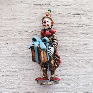 Vintage Schwermetall Clown, Guss, Topf Metall, schwere Clown Bild Sammler Figur, Clown Figur golden,