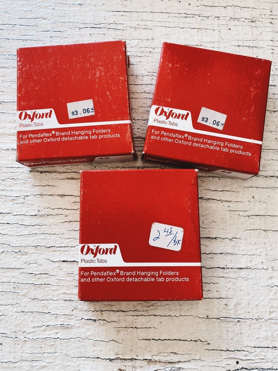 Vintage Oxford Plastic Tabs pends flex brand office supplies clear tabs 242 series label inserts 42