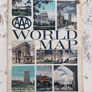 Vintage United States Wall Map Large vintage maps, United States, vintage brochures, vintage pamphlet, vintage souvenir, Collectible