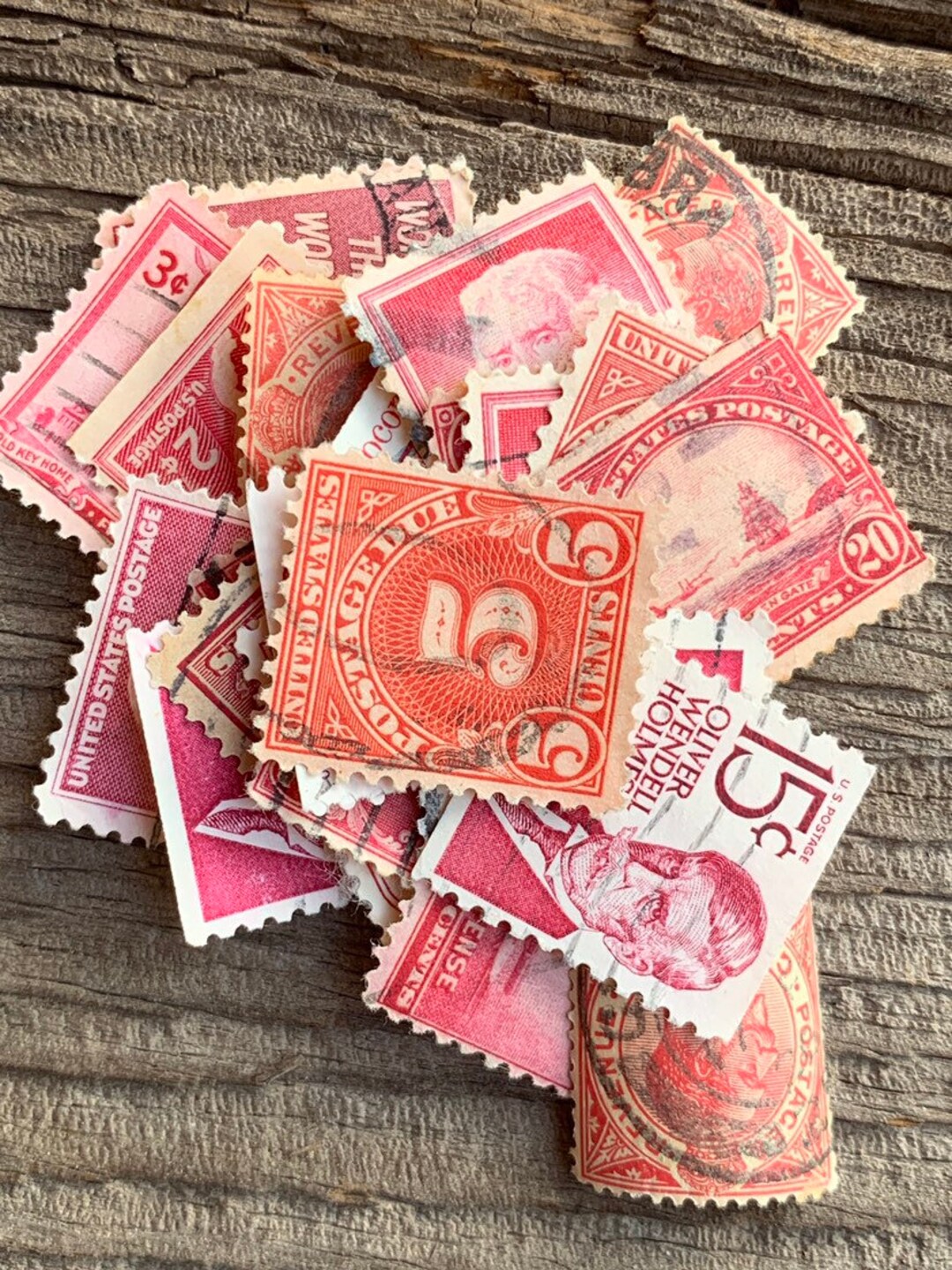 Vintage Used Red Postage Stamps (50) Red Vintage Postage Stamps Lot of ...