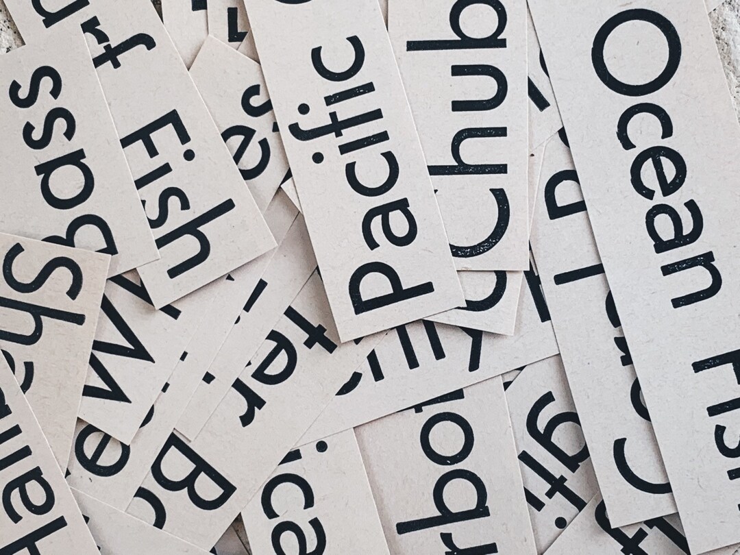 Large Fish Cataloging Paper Word Lot, WORDS, Vintage Paper, Vintage Book Pages, Ephemera Etsy