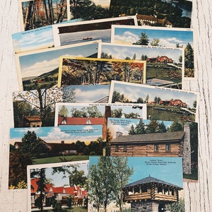 Postales antiguas Postales de Indiana viajes efímeros Estados Unidos recuerdo coleccionable postal estadounidense, grúa, Bedford, Santa Claus, conteo marrón
