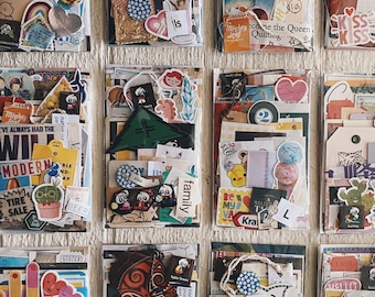 Small Mixed Media Pack (50 pieces)- graphic clippings, decorative papers, magazine clippings, tickets, tags, ephemera, art, packaging CR1