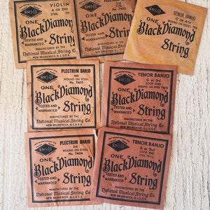 Vintage Black Diamond String (1)- music strings, banjo string, National musical string Co. vintage musical instrument strings New Brunswick