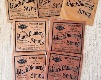 Vintage Black Diamond String (1)- music strings, banjo string, National musical string Co. vintage musical instrument strings New Brunswick