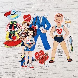 Vintage Valentine&#39;s Paper Doll Ephemera Pack- Vintage paper ephemera pack, Valentine cards, valentines decor, home decor, journaling, kids