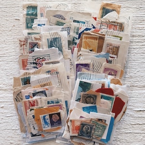 Efímeras de sellos postales antiguos usados, suministros para revistas basura, sellos con papel adjunto, colección de sellos, suministros postales antiguos, franqueo