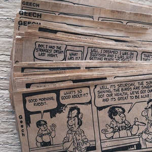 Vintage Geech comics (12) ephemera lot- Comic squares, newspaper, newspaper cut out vintage comics, Ruby, 90’s, junk journal supplies