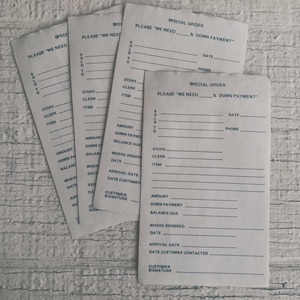 Vintage Special Order slip (10) Vintage paper ephemera lot ledger, vintage form, vintage receipt, vintage invoice, vintage order slip