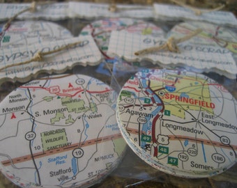 Vintage Map Circles (20) map pieces, maps from all over the world, scrapbook, journaling ephemera, junk journal paper pack, decal P1
