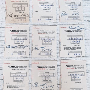 Extrato de gás do cartão Vintage American Oil Company (9) Coisas efêmeras de papel vintage, livro-razão, recibo vintage, fatura vintage, crédito de Chicago dos anos 1960