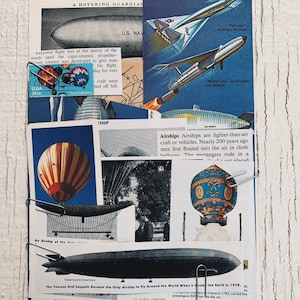 Air Balloon Grunge Pack- lot éphémère en papier vintage Papier pack voler, dirigeable, pilote, monter en flèche, montgolfière, zéphyr, avion, montgolfière