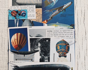 Air Balloon Grunge Pack- Vintage paper ephemera lot  Paper pack fly, airship, pilot, soar, air balloon, zephyr, plane, hot air balloon CR1