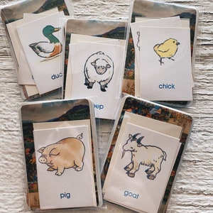 vintage Farm Playing Card Lot (12) cartes de jeu mixtes, vieille femme de chambre, cartes flash, cartes bébé, animaux rummy, jeux pour enfants, aller pêcher, animaux éphémères