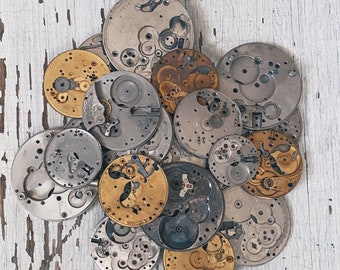 Vintage Watch Part, watch skeleton Sprocket, cog, gear, steampunk metal rusty pieces, bronze metal bits, circle pieces, jewelry, watch CL1