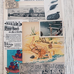 May include: A vintage postcard featuring a cartoon illustration of a girl building a sandcastle on a beach. The postcard has the text "Rose is Rose / Pat Brady" and a comic strip with the text "For sure! It's like, you know, the waves are totally radical!" and "I know what you mean, Mimi... Some of them look great until you open their mouths!"