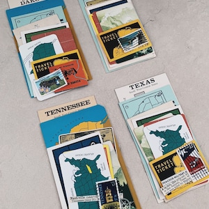 Vintage Flashcards South Dakota, Tennessee, Texas State flashcard reizen ephemera Verenigde Staten souvenir collectible flashcards