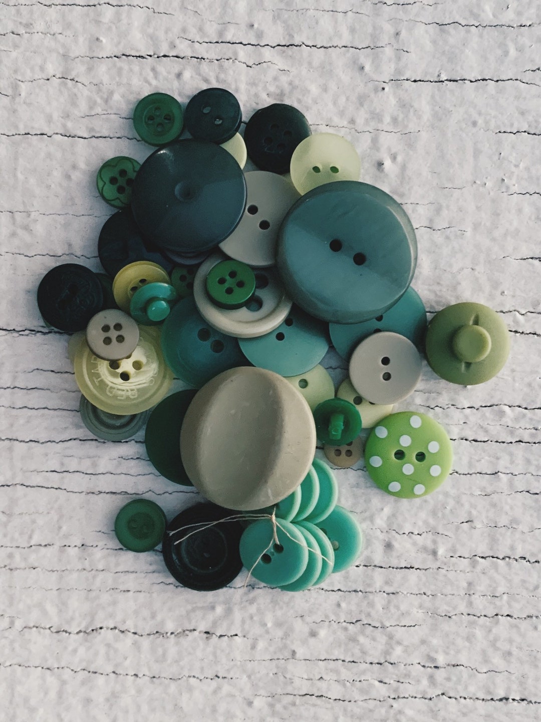 Vintage Green Buttons Lot Etsy