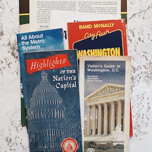 Vintage Washington D.C. kaarten & brochures vintage kaarten, Verenigde Staten, vintage brochures, vintage pamflet, vintage souvenir, collectible