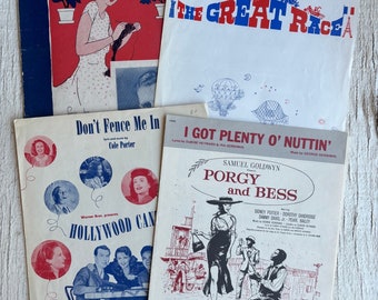 Vintage Sheet Music lot (4)- vintage music, antique music sheet vintage ephemera music, sleepy time gal, the sweetheart tree, don’t fence me