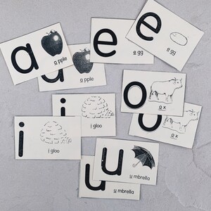 Vintage handgemaakte Flashcards klinkers, kaartspel, foto Flashcards, letterspel, vintage kaarten, geluiden, speelkaarten