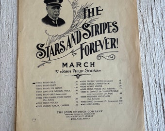 Vintage The Stars & Stripes forever sheet, Music Sheets, songs vintage music, vintage music sheet, antique music sheet march John church co