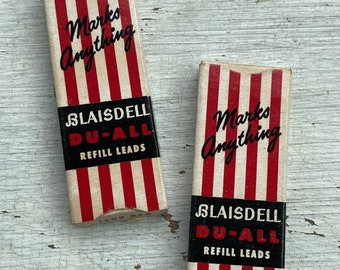 Vintage Blaisdell Leads- red, red lead, du all refill lead, pencil lead, lead marks anything, stripped package, vintage red lead refills