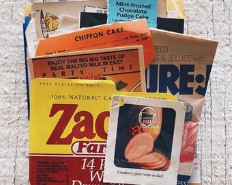 Vintage Recipe pages lot- Vintage paper ephemera lot vintage recipe ephemera, ads food box recipes, vintage food boxes, vintage ads