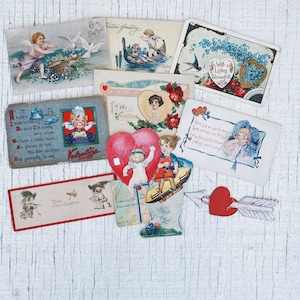 Vintage Valentines Postkarten - Herz, antike Vintage Liebe, Vintage Postkarten Valentine Ephemera Andenken Sammlerstück uns Postkarte