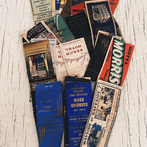 Vintage Matchbook (J)- antique matchbook advertisements promotional item hotel, Kendall hotel, hotel Morgan, Whitcomb, Lauderdale, Morrison