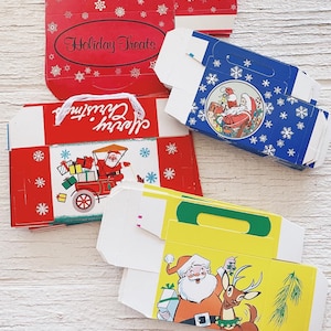 Vintage Christmas Collectible Boxes, Treat boxes, Christmas box, bakery box,  Santa ephemera, vintage ephemera, unopened nostalgic