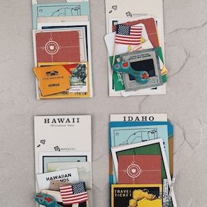 Vintage Bildkarten Georgia Hawaii Karte Idaho State Karteikarten Reise Ephemera USA Souvenir Sammelkartei USA US Spiel