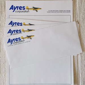 vintage Ayres Corporation Company Stationary pack-vintage paper éphémères lot, éphémères de journal indésirable, Ayres, enveloppes, avion, Georgia Albany