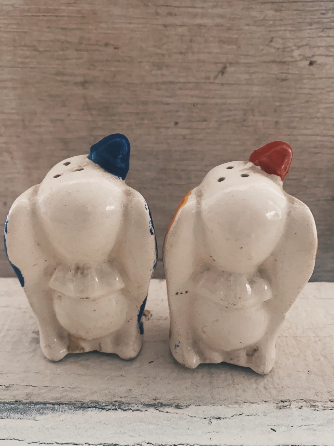 Vintage Dumbo Salt and Pepper Shakers Blue Red Yellow Dumbo Etsy