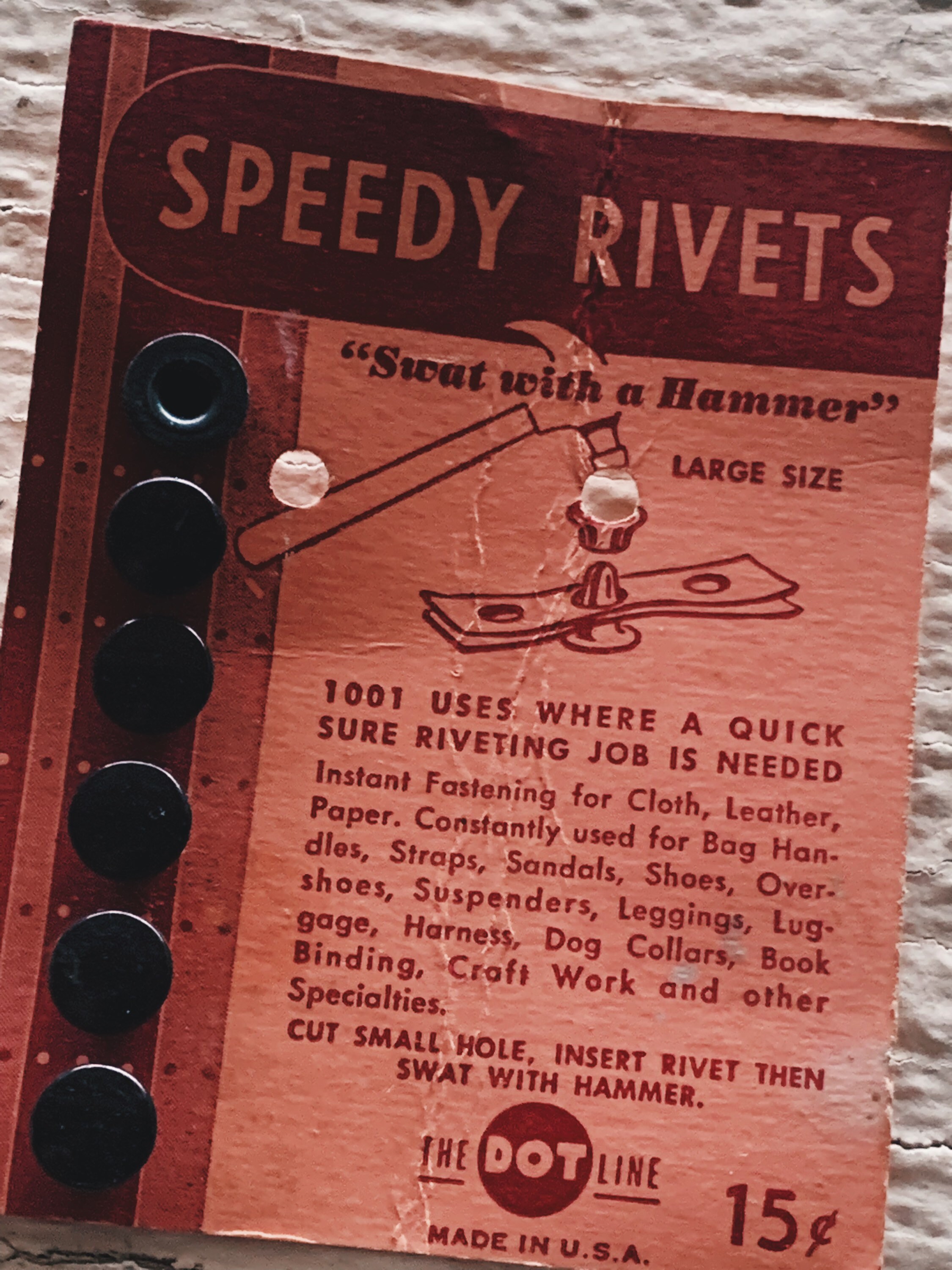 Vintage Speedy Rivets Black, the Dot Line USA for Leather Making and ...