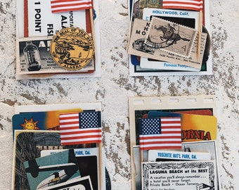Vintage Flashcards Alaska and California state flashcards travel ephemera United States souvenir collectible us flashcards USA US game CR5